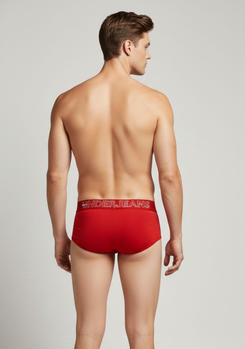 MENS BRIEFS [MD] - RED AND WHITE PRINTED