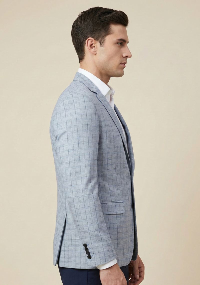 MENS BLAZER - SKY BLUE CHECKED