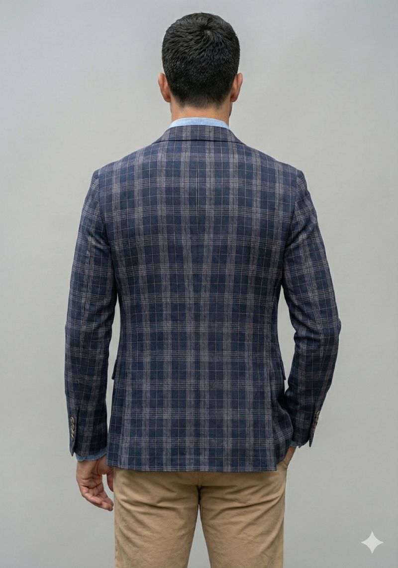 MENS BLAZER  -  BLUE CHECKED