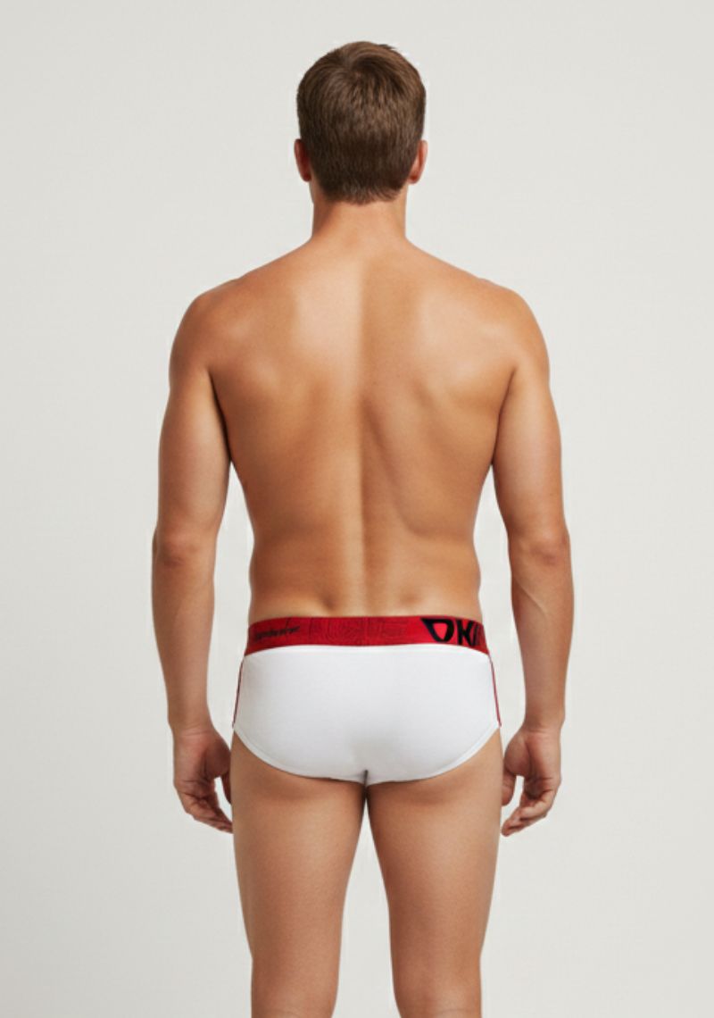 MENS BRIEFS [ED] - WHITE AND RED
