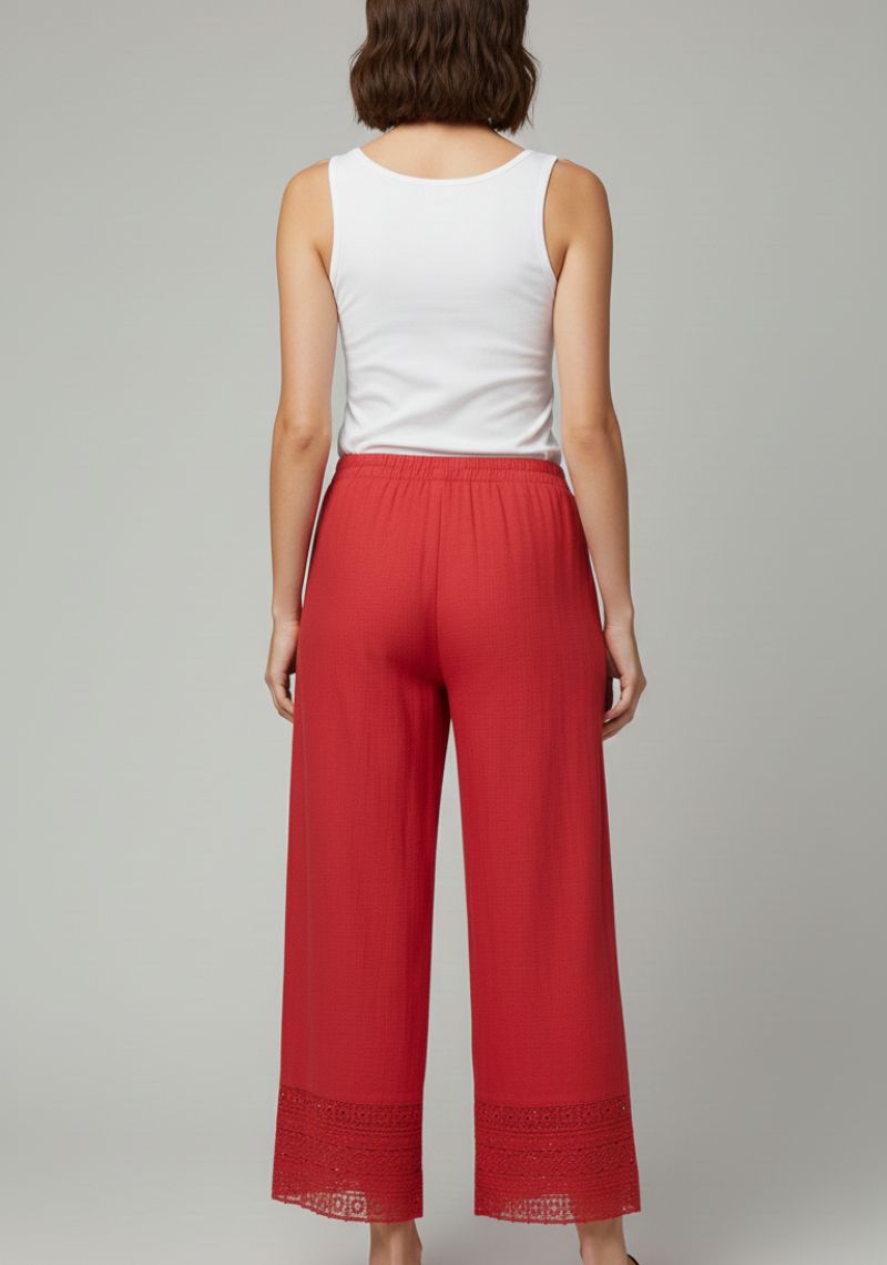 WOMENS PALAZZO - LIGHT RED PRINTED