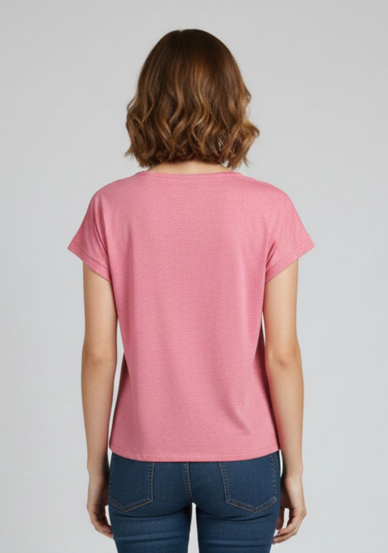 WOMENS T-SHIRT - PINK AND MULTI COLOR PRINTED