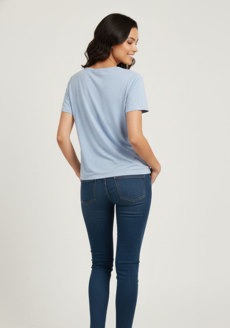 WOMEN WESTERN TOP - LIGHT BLUE