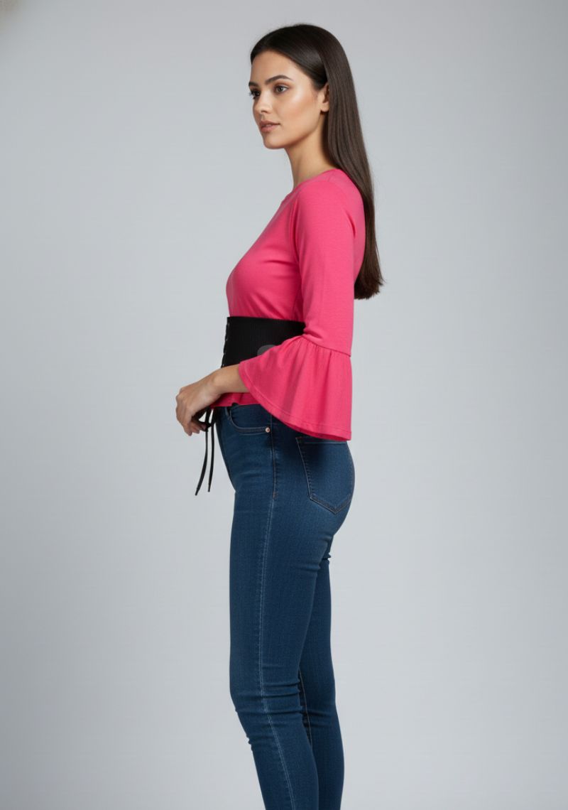WOMEN WESTERN TOP - DARK PINK