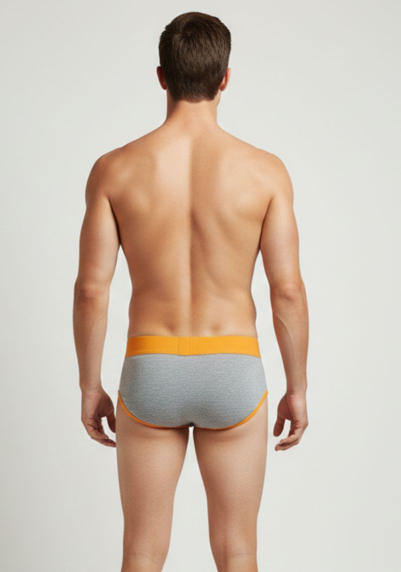 MENS BRIEFS [MD] - GREY MELANGE ORANGE