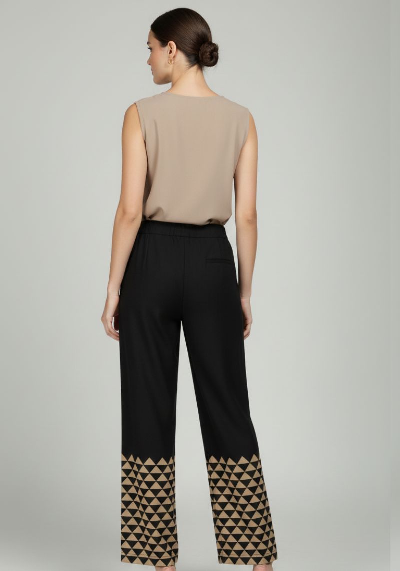 WOMENS PALAZZO - BLACK AND GOLDEN COLOR PRINTED