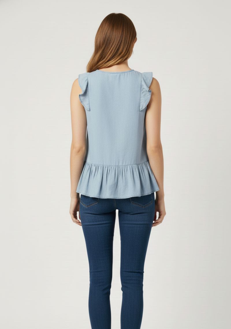 WOMEN WESTERN TOP - BLUE DENIM