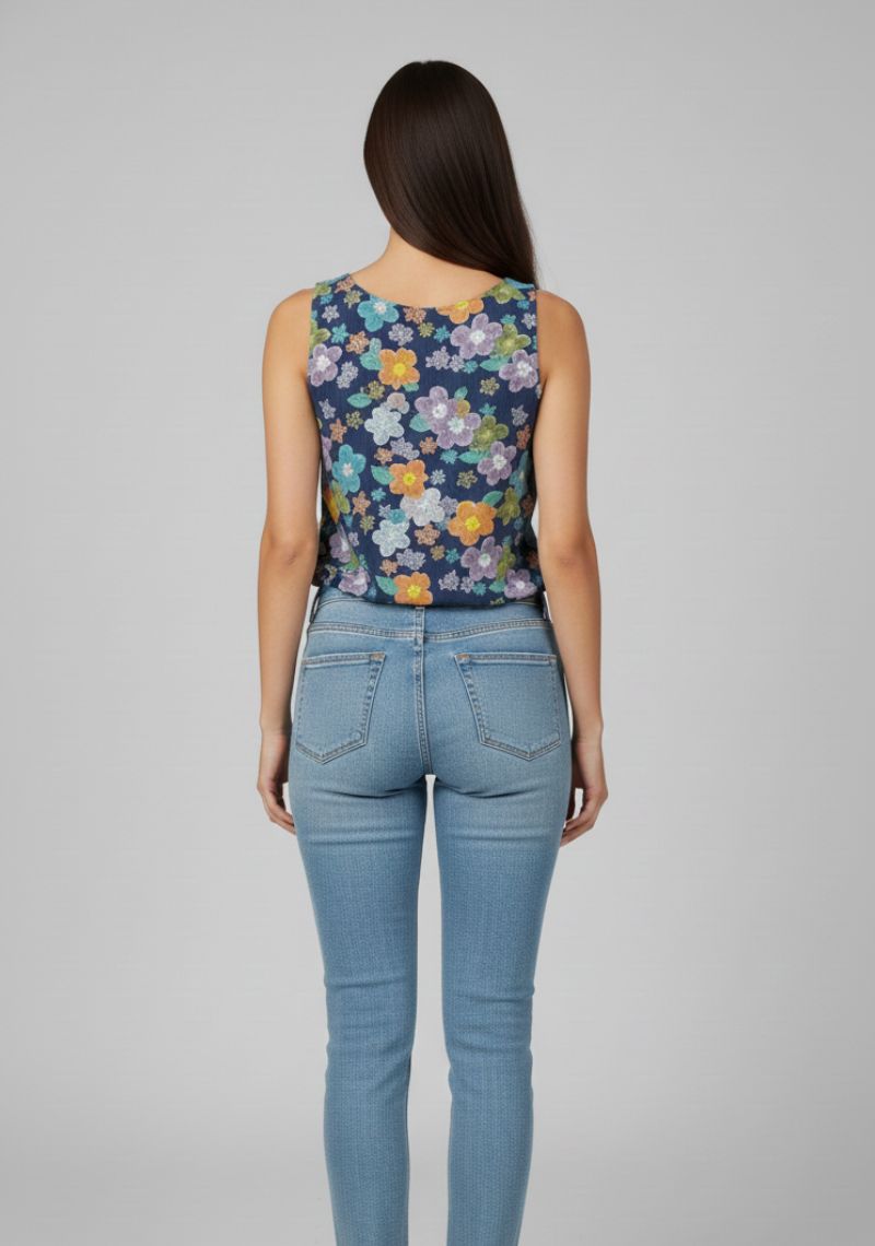 WOMEN WESTERN TOP - MULTI CLOR FLORAL PRINT