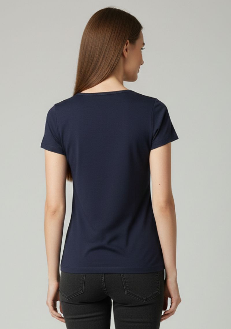 WOMENS T-SHIRT [MD] - NAVY BLUE & MULTI COLOR PRINT