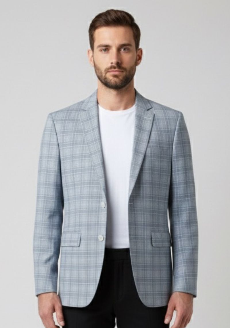MENS BLAZER - LIGHT BLUE CHECKED