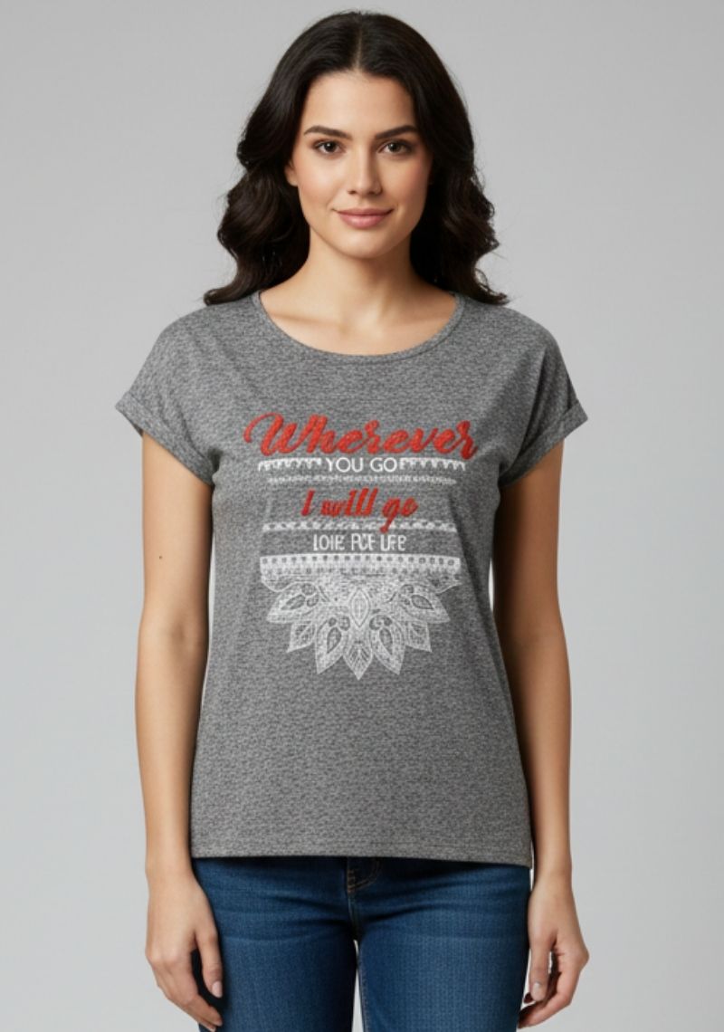 WOMENS T-SHIRT [MD] - BLACK [ PRINT ]