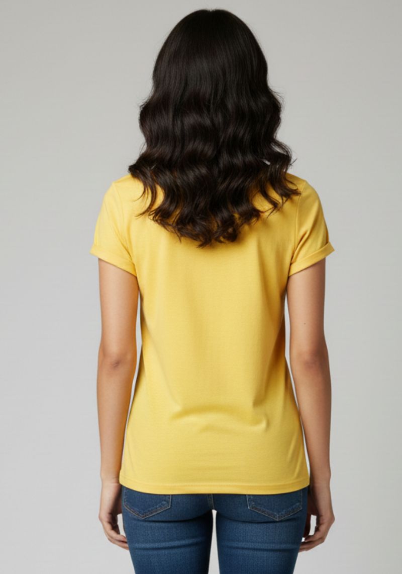 WOMENS T-SHIRT [MD] - YELLOW  [MULTI COLOR PRINTED]