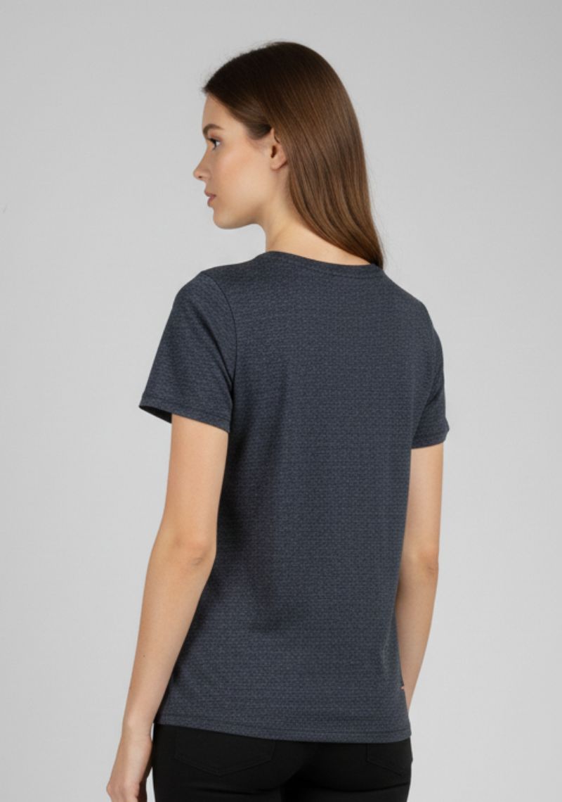 WOMEN T-SHIRT (SL)-BLUE MXD