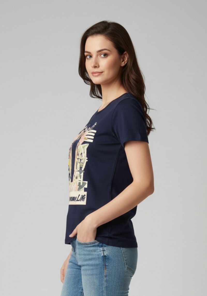 WOMENS T-SHIRT - NAVY BLUE