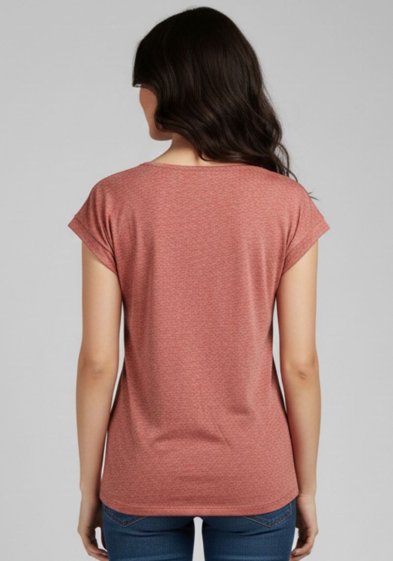 WOMENS T-SHIRT [MD] - RED MELANGE [MULTI COLOR PRINTED]