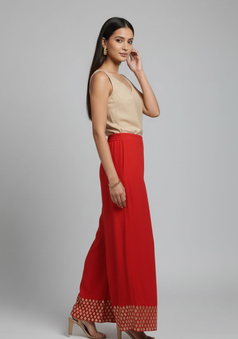 WOMENS PALAZZO - RED AND SANDAL