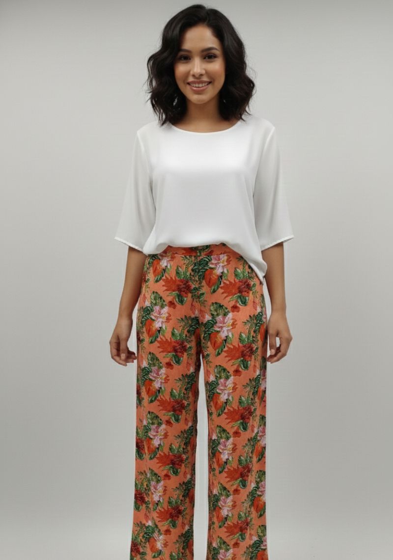 WOMENS PALAZZO [SL] - ORANGE MIXED COLOR