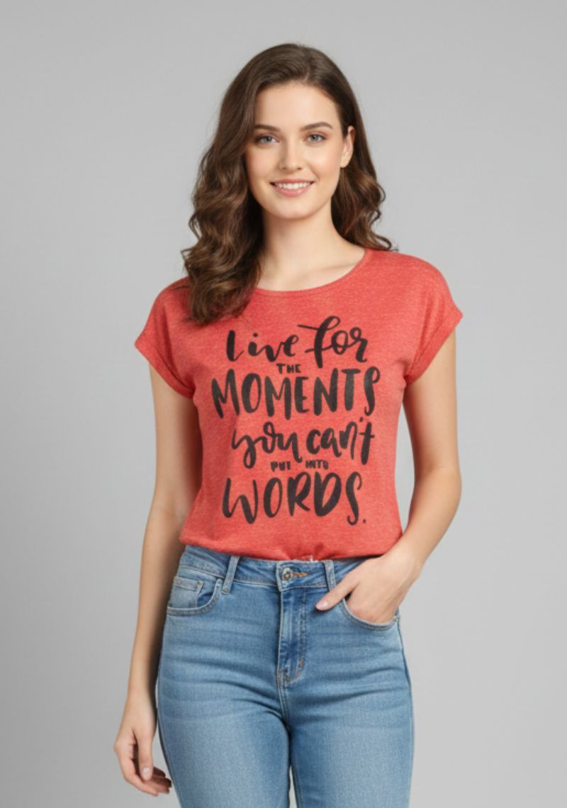 WOMENS T-SHIRT - CORAL MELANGE