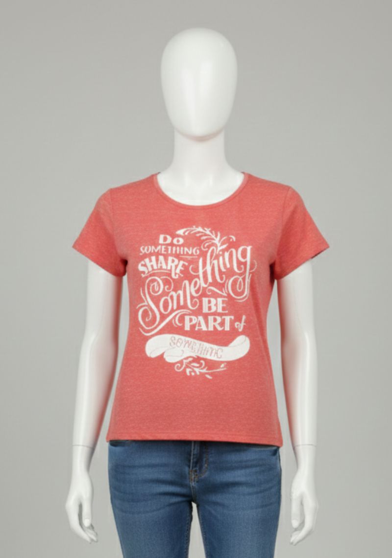 WOMENS T-SHIRT - LIGHT RED PRINTED