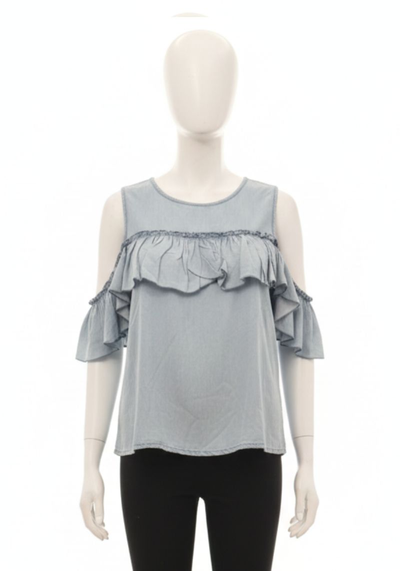 WOMENS WESTERN TOP [SL] - LIGHT BLUE