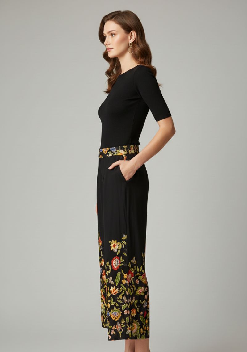 WOMENS PALAZZO - PLAIN BLACK AND MULTI COLOR FLORAL PRINTED