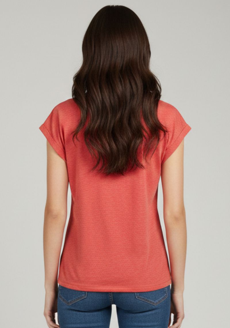 WOMEN T-SHIRT (SL)-PINK MXD