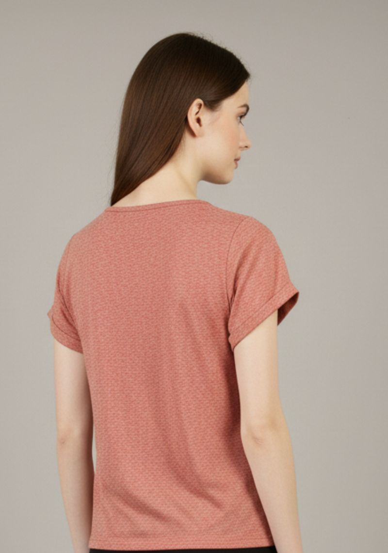 WOMEN T-SHIRT (SL)- LIGHT RED MXD