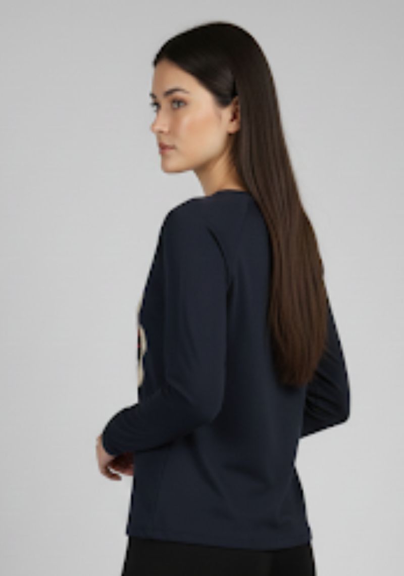 WOMEN T-SHIRTS (SL)-BLUE MXD