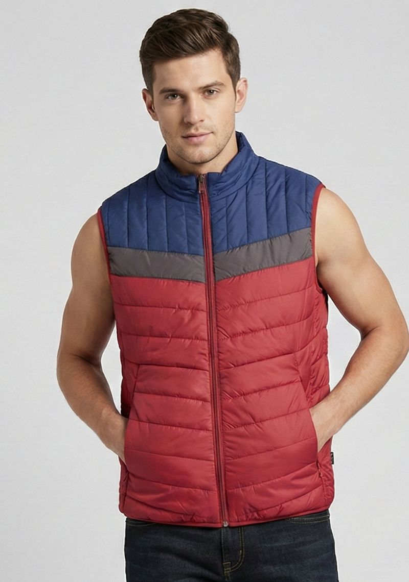 SLEEVELESS JACKET - RED AND BLUE