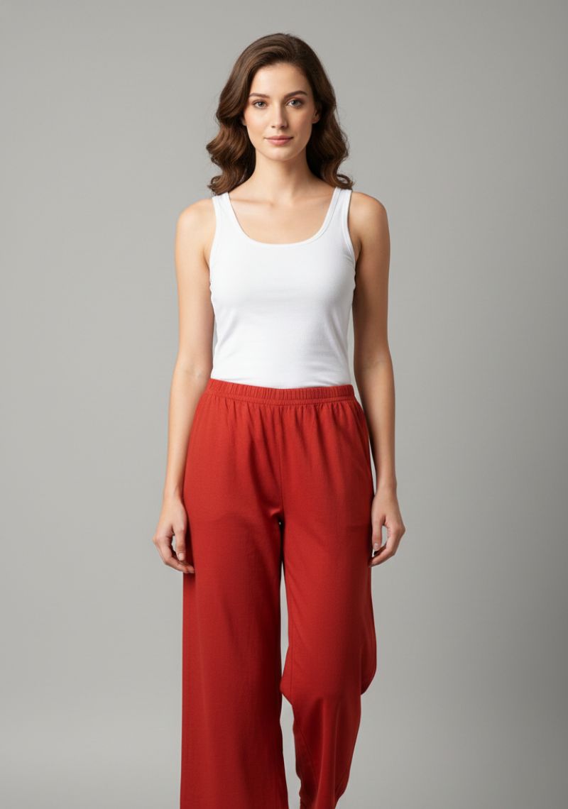 WOMENS PALAZZO - PLAIN RED
