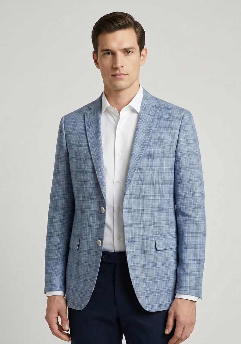 MENS BLAZER - BLUE [DENIM] CHECKED