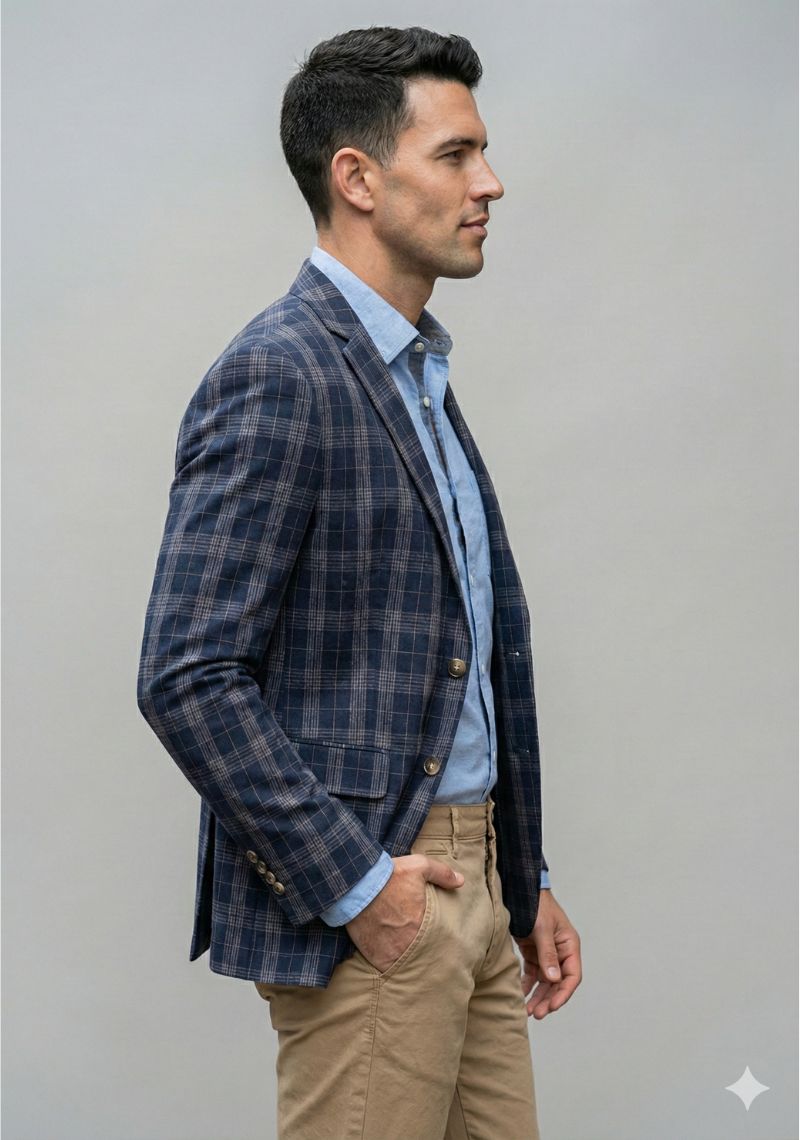 MENS BLAZER  -  BLUE CHECKED