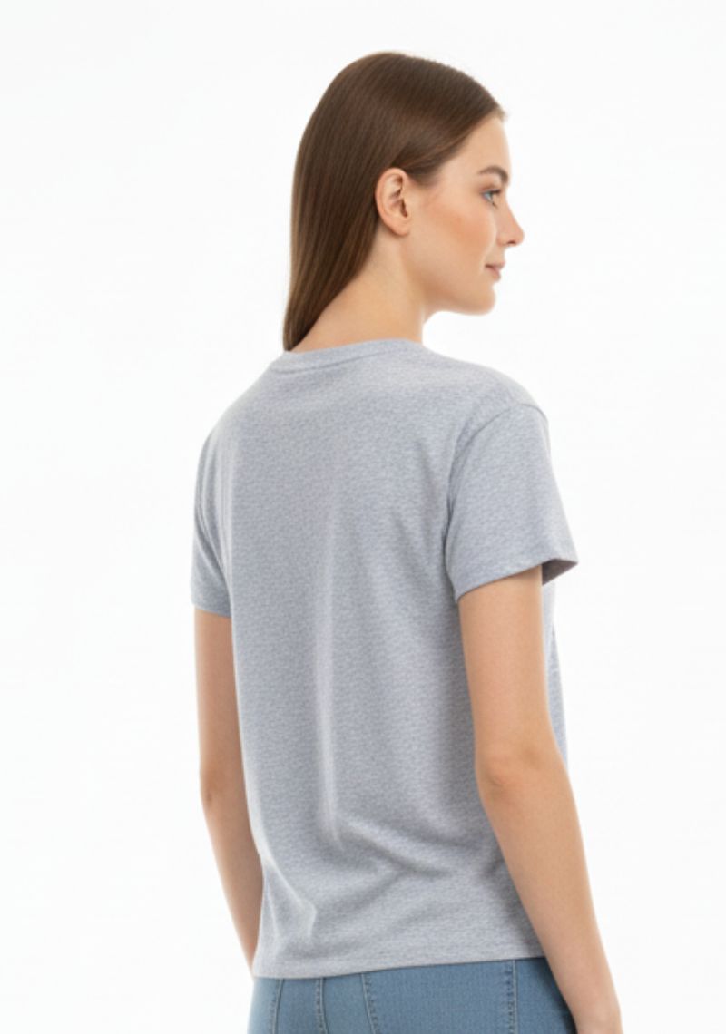 WOMEN T-SHIRT (SL)-LIGHT BLUE MXD