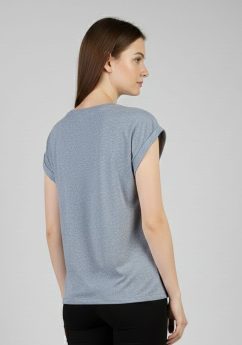 WOMEN T-SHIRT (SL)- LIGHT BLUE MXD