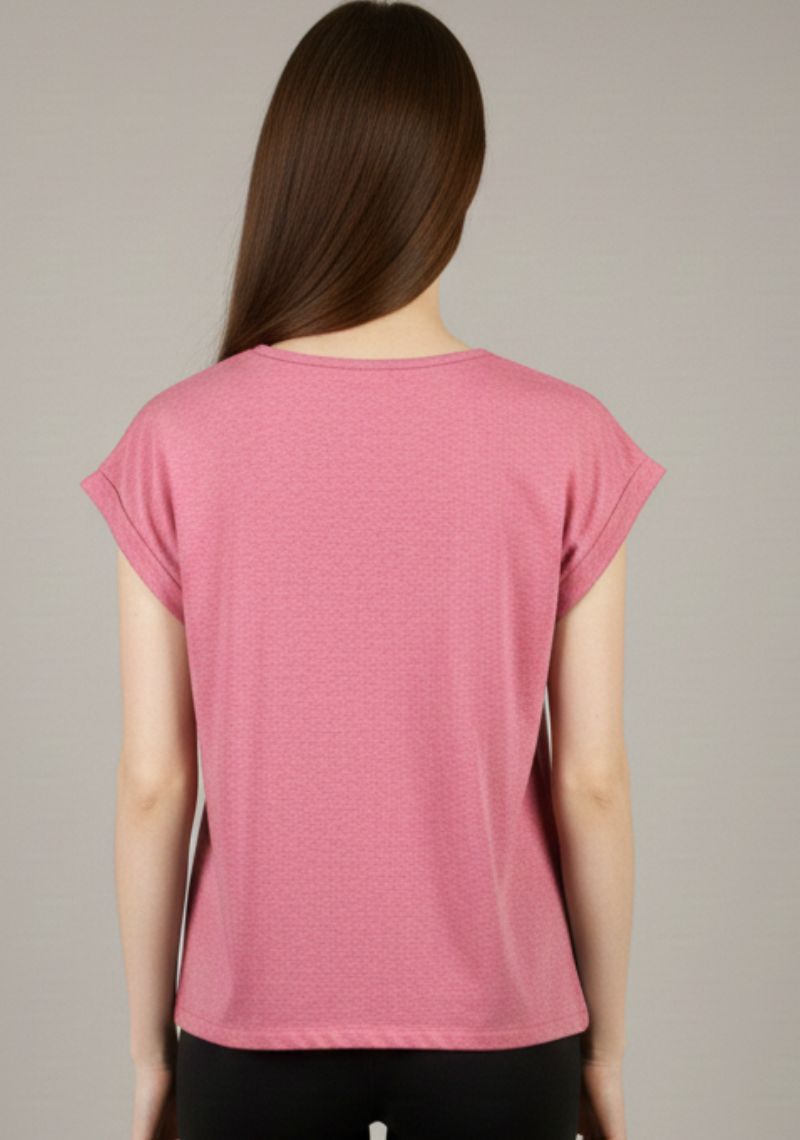 WOMEN T-SHIRT (SL)-PINK MXD