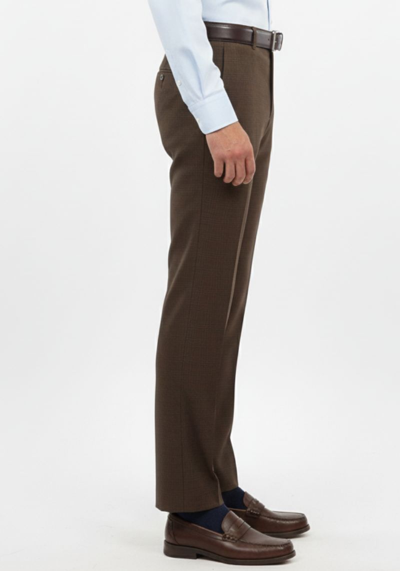 FORMAL PANT (SL)-BROWN CHECKED