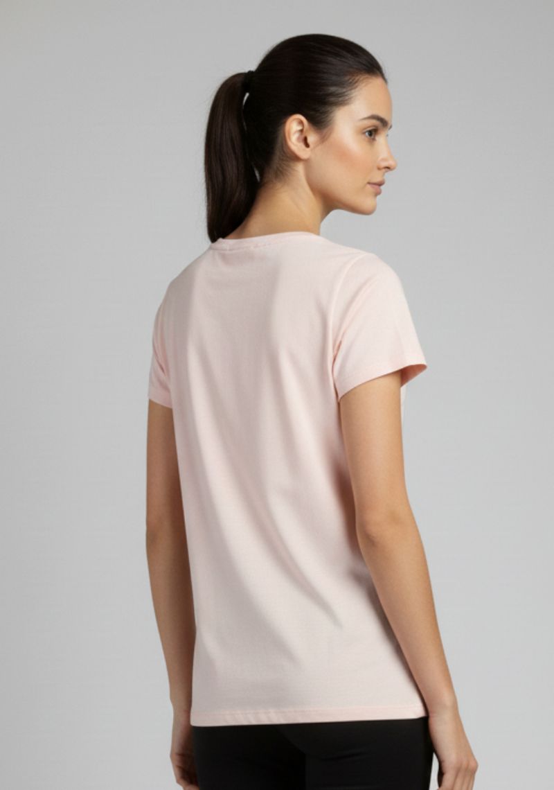 WOMEN T-SHIRT (SL)-LIGHT PINK MXD