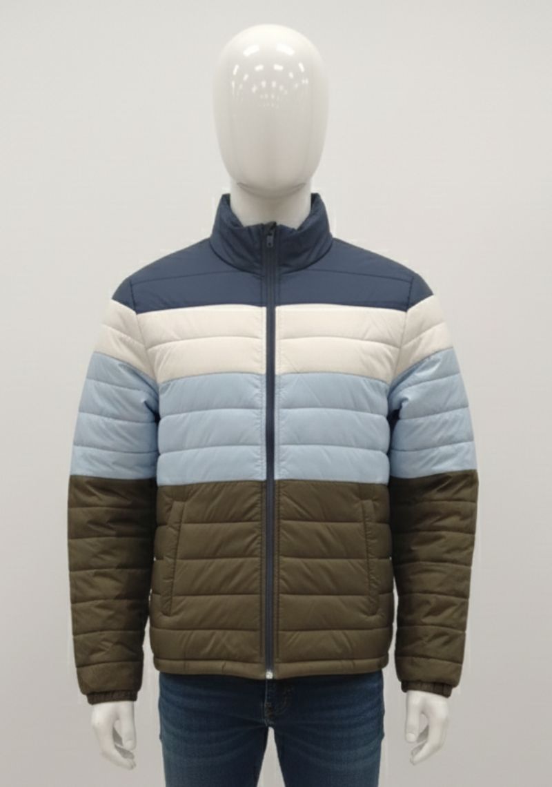 WINTER JACKET [MD] - LIGHT SKY BLUE AND MULTI COLOR STRIPES