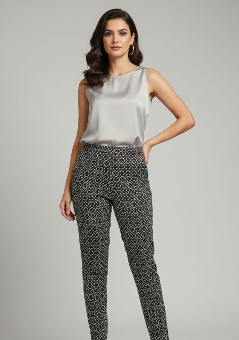 WOMENS LEGGINGS [MD] - BLACK & WHITE STRIPES