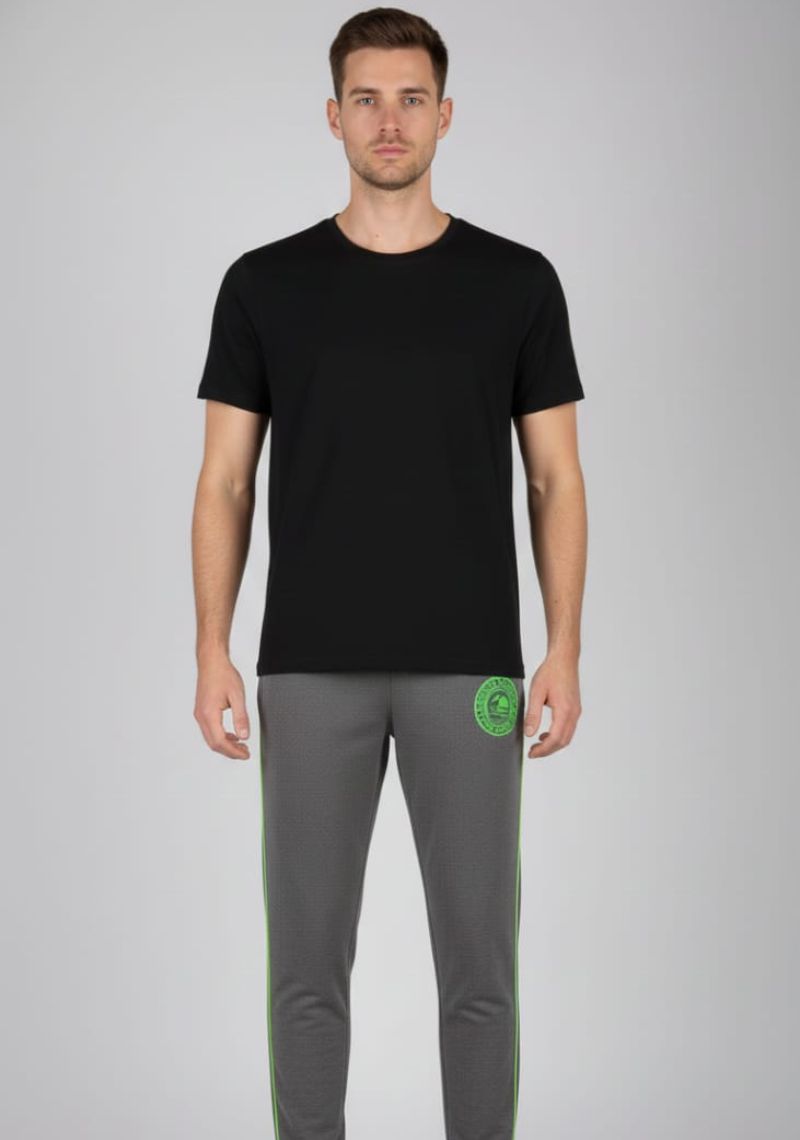 ACTIMAXX TRACK PANT [SL] - DARK GREY & GREEN PRINTED