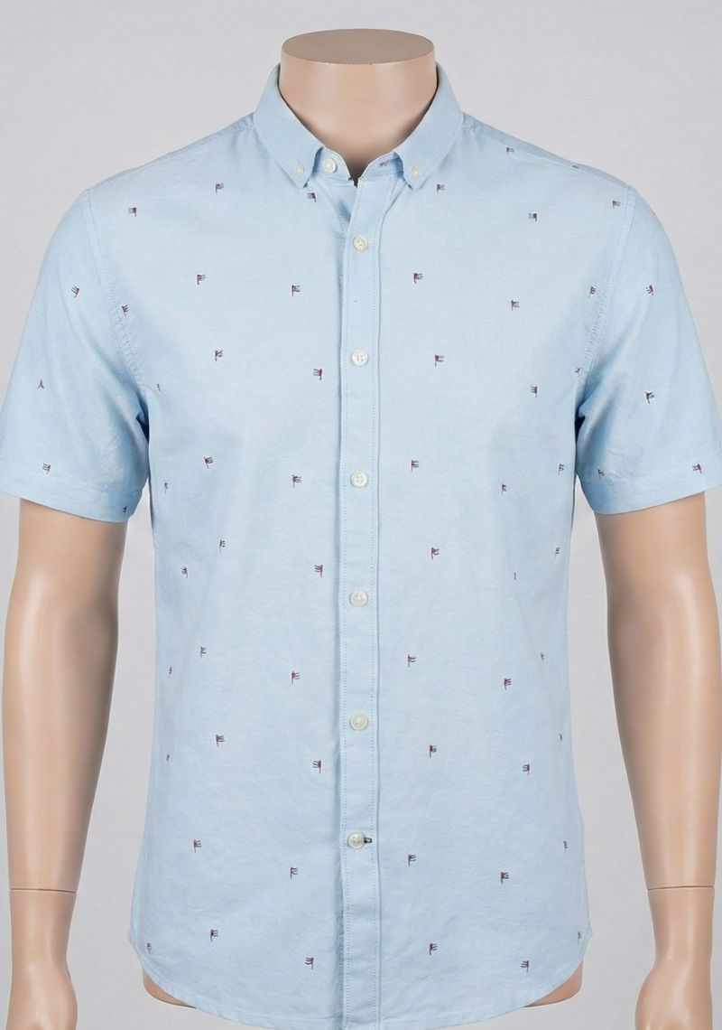 SHIRT - LIGHT BLUE PRINTED