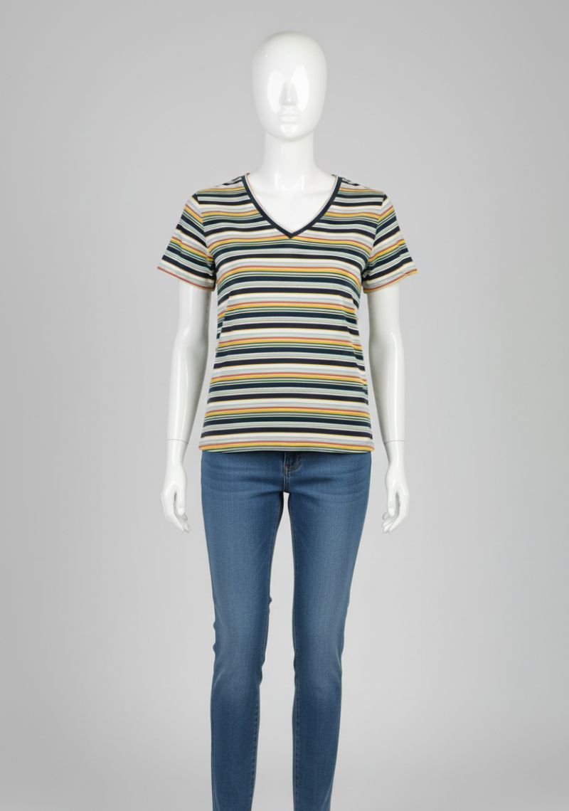 WOMEN WESTERN TOP - MULTIPLE COLOUR STRIPES