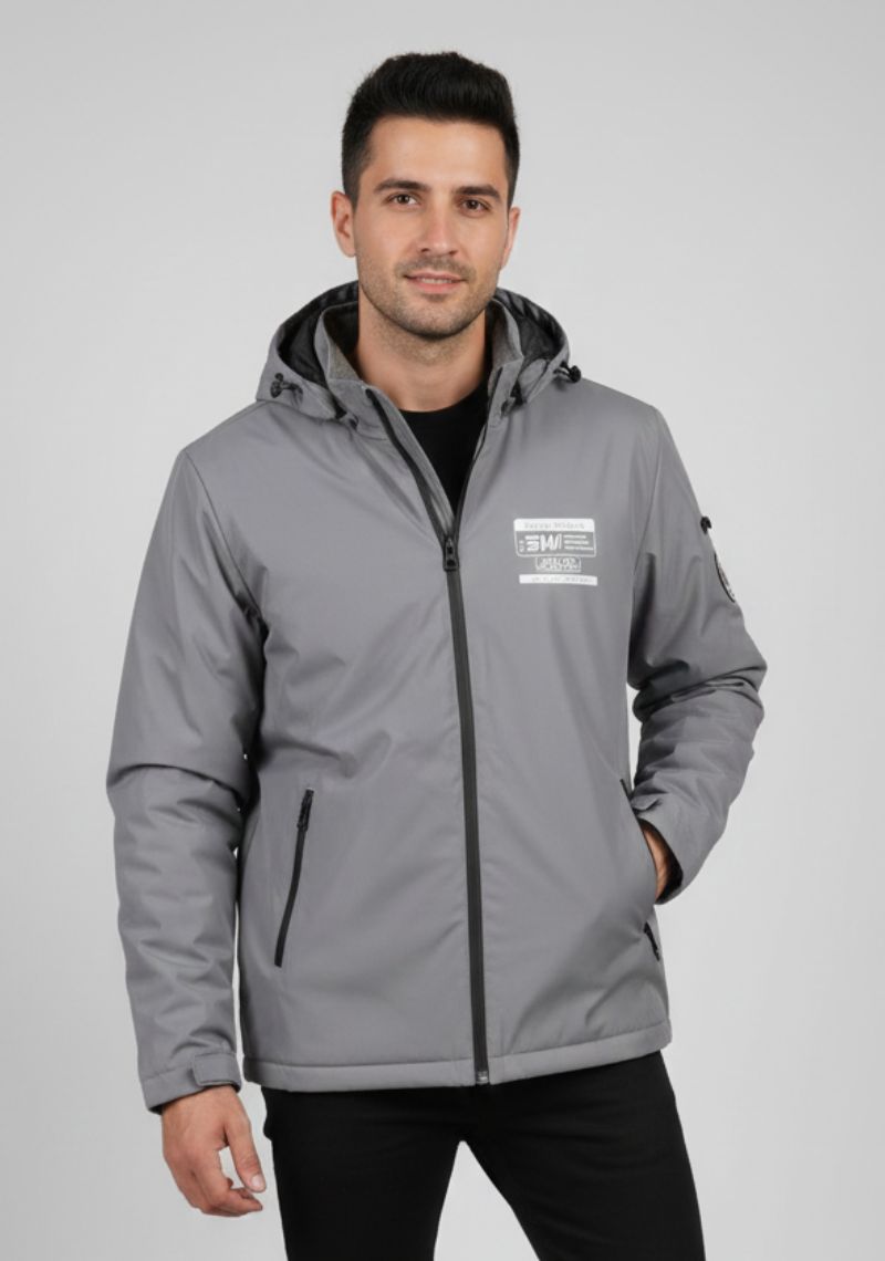 WINTER JACKET - DARK GREY AND WHITE PRINTED