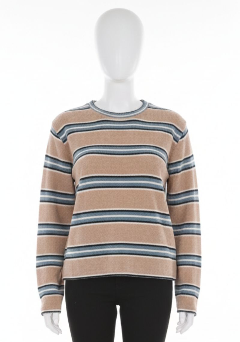 WOMENS SWEATSHIRT - BEIGE AND MULTI COLOR LINE