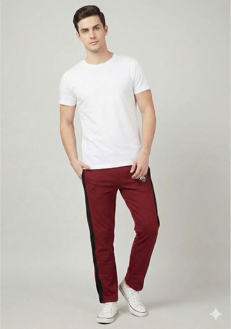 ACTIMAXX TRACK PANT - MAROON AND BLACK
