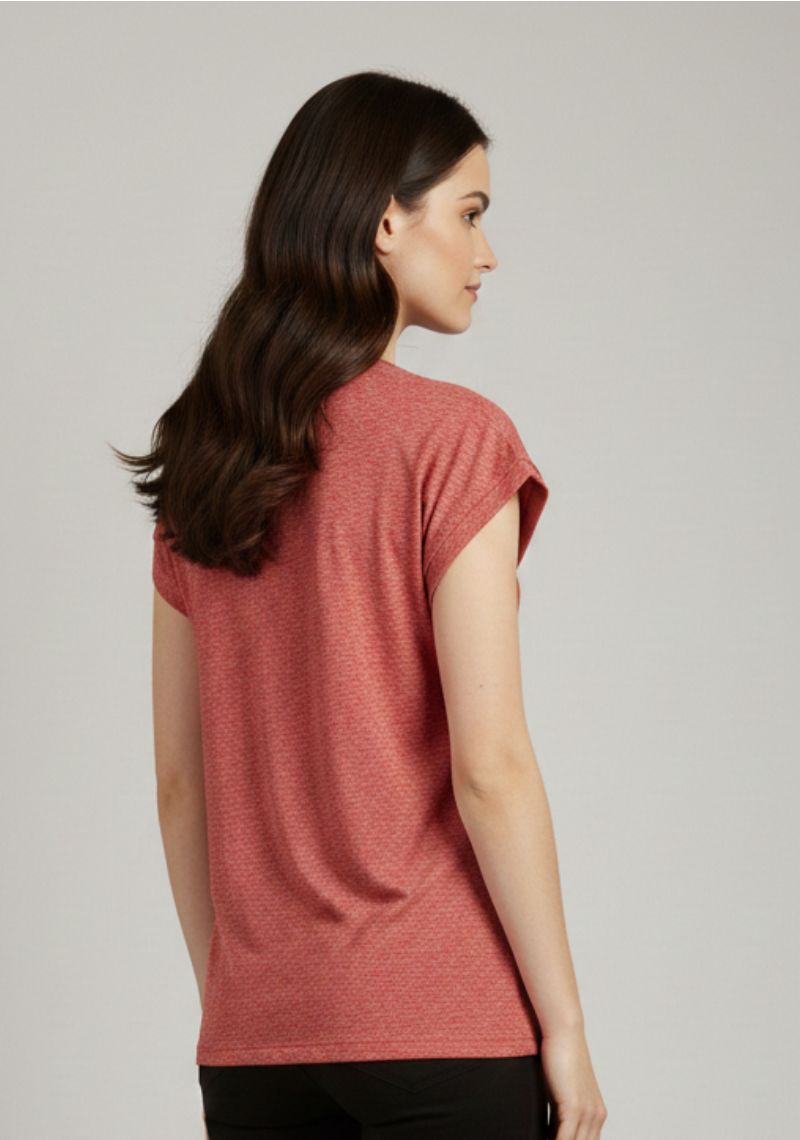 WOMEN T-SHIRT (SL)- LIGHT RED MXD