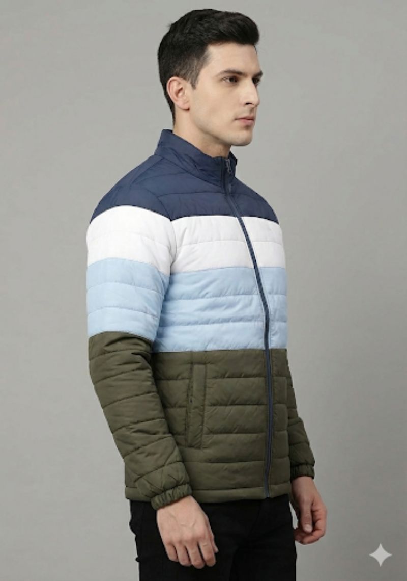 WINTER JACKET - BLUE AND MULTI COLOR STRIPES