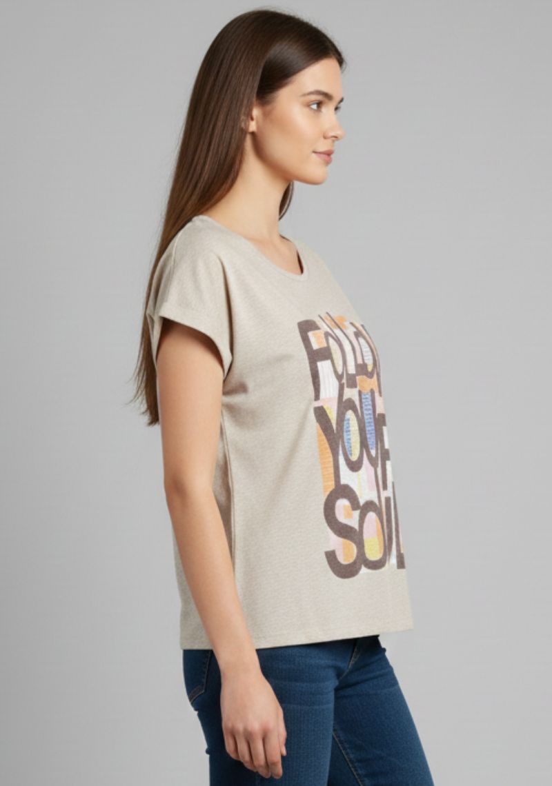 WOMENS T-SHIRT [MD] - CREAMY WHITE [MULTI COLOR PRINT]