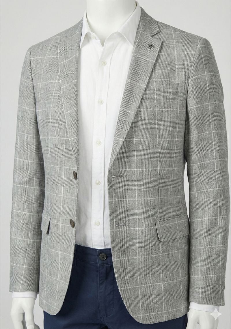 MENS BLAZER - GREY CHECKED