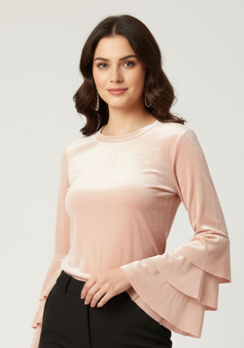WOMEN WESTERN TOP - APRICOT PINK